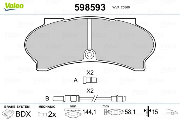 VALEO 598593 Brake Pad Set, disc brake