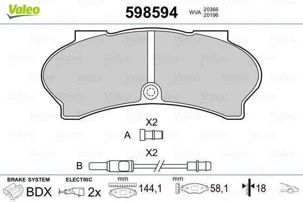 VALEO 598594 Brake Pad Set, disc brake