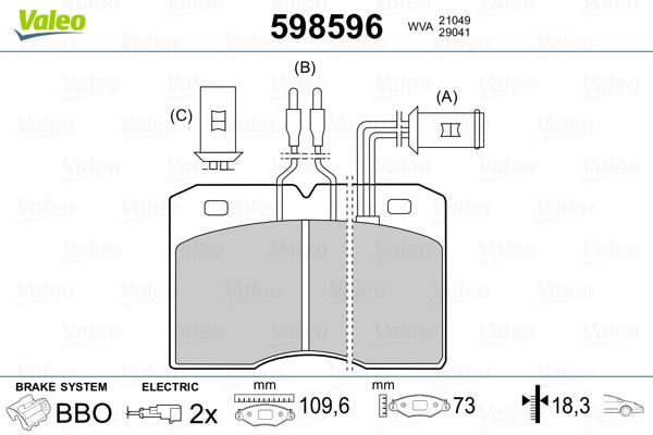 VALEO 598596 Brake Pad Set, disc brake