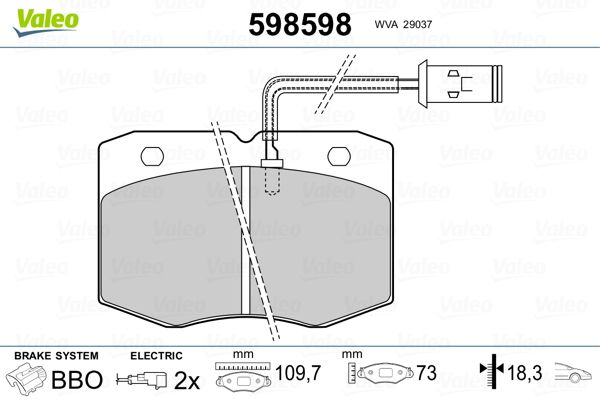 VALEO 598598 Brake Pad Set, disc brake