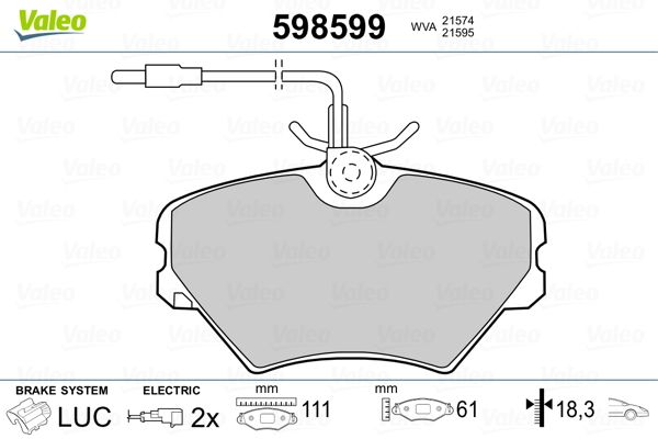 VALEO 598599 Brake Pad Set, disc brake