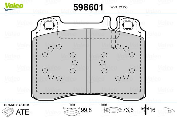 VALEO 598601 Brake Pad Set, disc brake