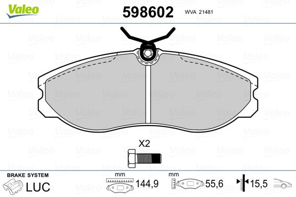 VALEO 598602 Brake Pad Set, disc brake