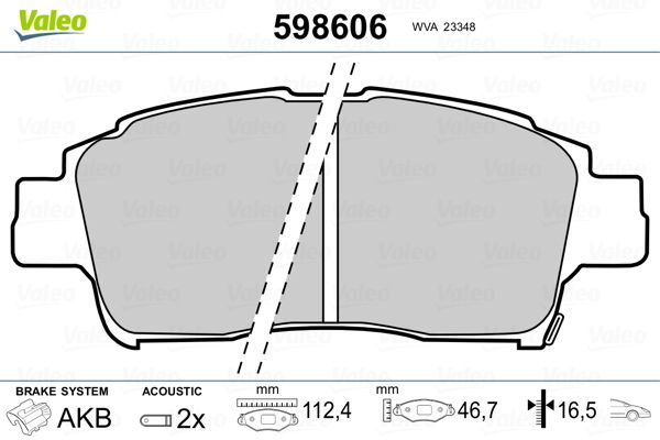 VALEO 598606 Brake Pad Set, disc brake