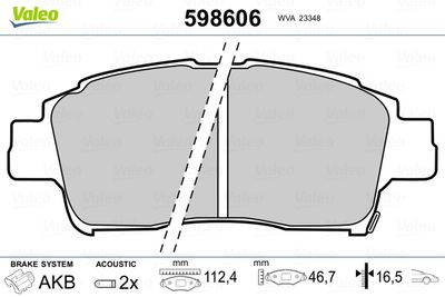 Brake Pad Set, disc brake VALEO 598606