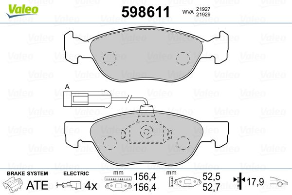 VALEO 598611 Brake Pad Set, disc brake