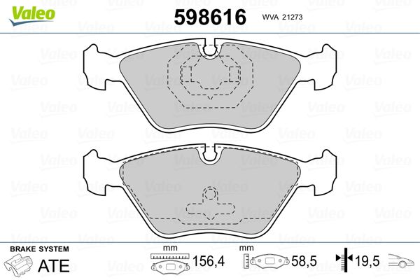 VALEO 598616 Brake Pad Set, disc brake