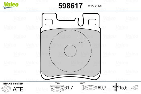 VALEO 598617 Brake Pad Set, disc brake