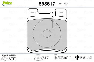 Brake Pad Set, disc brake VALEO 598617