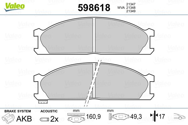 VALEO 598618 Brake Pad Set, disc brake