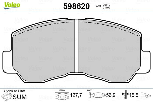 VALEO 598620 Brake Pad Set, disc brake