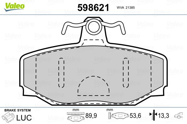 VALEO 598621 Brake Pad Set, disc brake