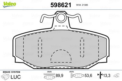 Brake Pad Set, disc brake VALEO 598621