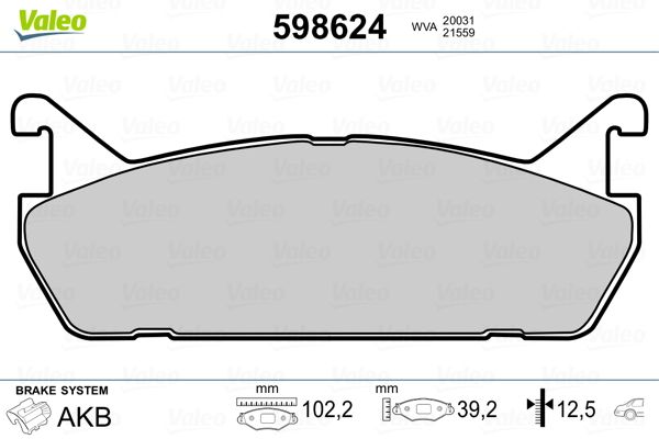 VALEO 598624 Brake Pad Set, disc brake