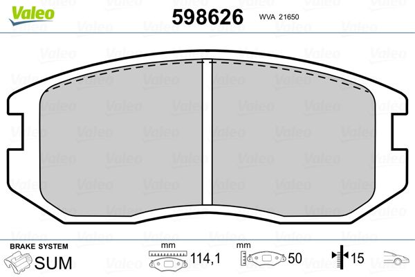 VALEO 598626 Brake Pad Set, disc brake