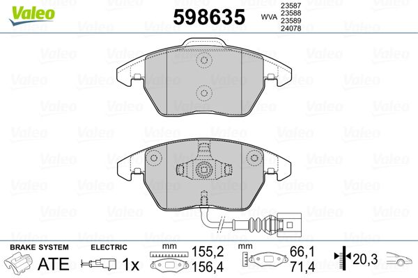 VALEO 598635 Brake Pad Set, disc brake
