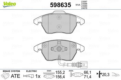 Brake Pad Set, disc brake VALEO 598635