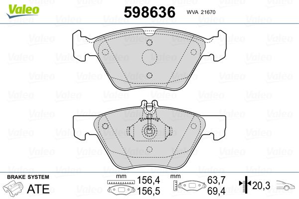 VALEO 598636 Brake Pad Set, disc brake