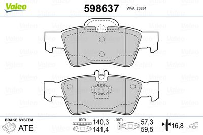 Brake Pad Set, disc brake VALEO 598637
