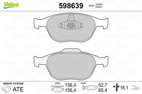 VALEO 598639 Brake Pad Set, disc brake