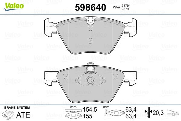 VALEO 598640 Brake Pad Set, disc brake