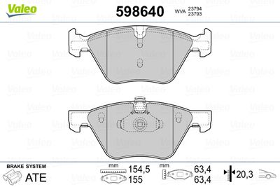 Brake Pad Set, disc brake VALEO 598640
