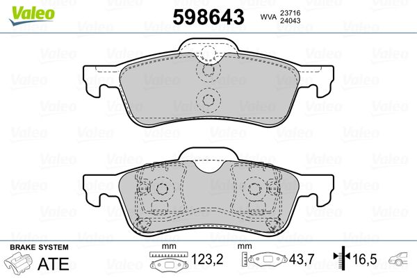 VALEO 598643 Brake Pad Set, disc brake
