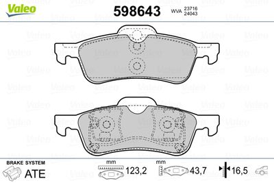 Brake Pad Set, disc brake VALEO 598643