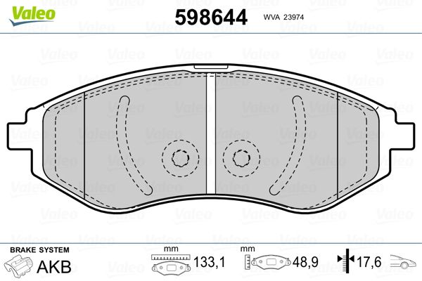 VALEO 598644 Brake Pad Set, disc brake