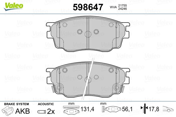 VALEO 598647 Brake Pad Set, disc brake