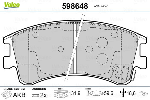 VALEO 598648 Brake Pad Set, disc brake