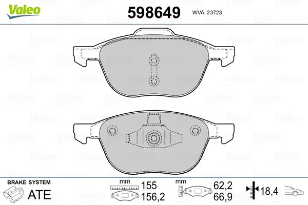 VALEO 598649 Brake Pad Set, disc brake