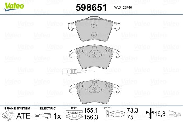 VALEO 598651 Brake Pad Set, disc brake