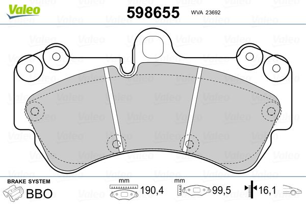 VALEO 598655 Brake Pad Set, disc brake