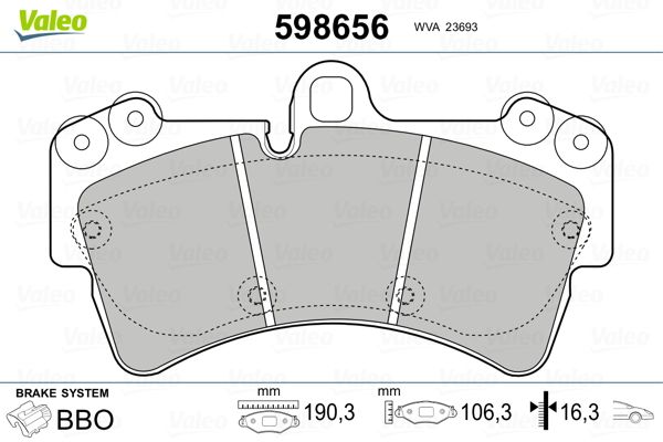 VALEO 598656 Brake Pad Set, disc brake