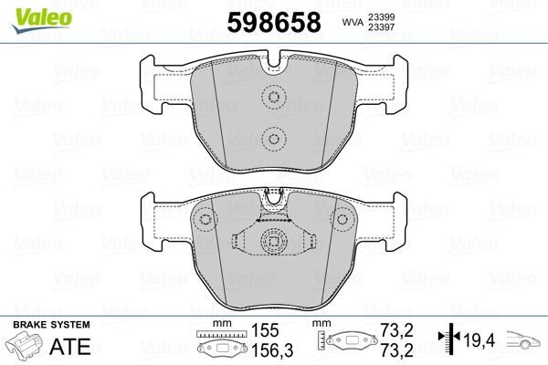 VALEO 598658 Brake Pad Set, disc brake