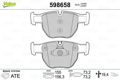 Brake Pad Set, disc brake VALEO 598658