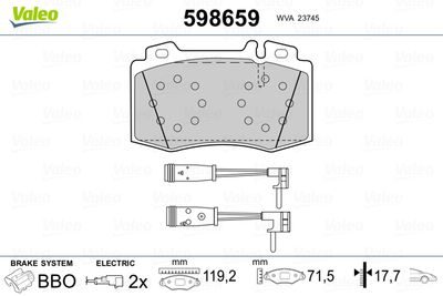 Brake Pad Set, disc brake VALEO 598659