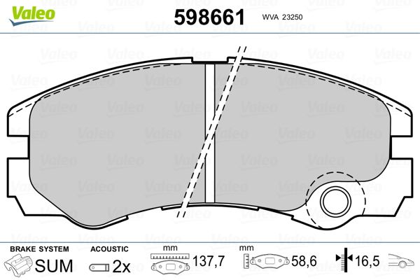 VALEO 598661 Brake Pad Set, disc brake