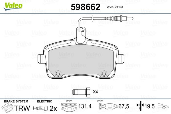 VALEO 598662 Brake Pad Set, disc brake