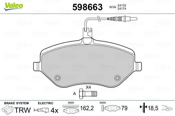 VALEO 598663 Brake Pad Set, disc brake