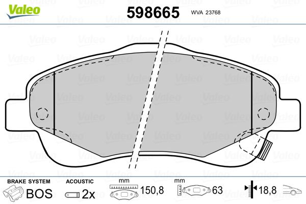 VALEO 598665 Brake Pad Set, disc brake