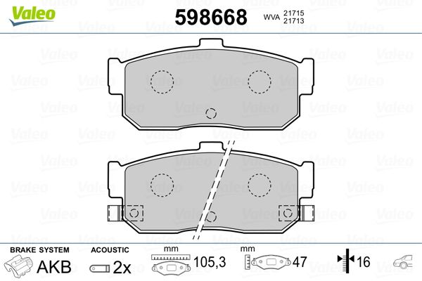 VALEO 598668 Brake Pad Set, disc brake
