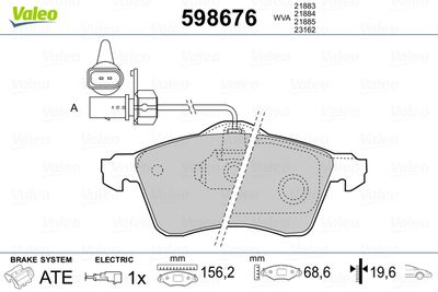 Brake Pad Set, disc brake VALEO 598676