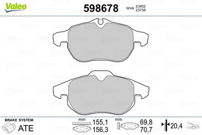 Brake Pad Set, disc brake VALEO 598678