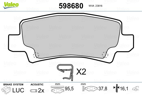 VALEO 598680 Brake Pad Set, disc brake