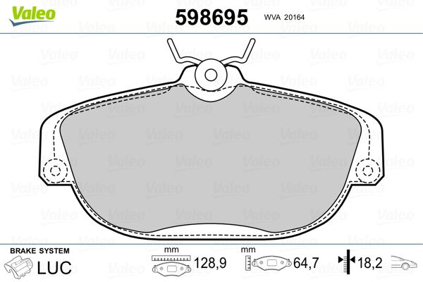 VALEO 598695 Brake Pad Set, disc brake