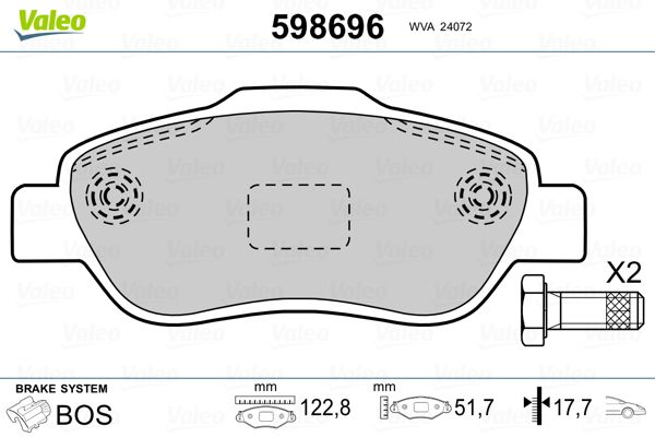 VALEO 598696 Brake Pad Set, disc brake