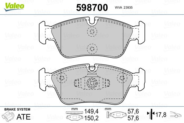 VALEO 598700 Brake Pad Set, disc brake