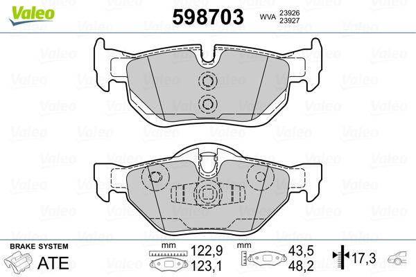 VALEO 598703 Brake Pad Set, disc brake